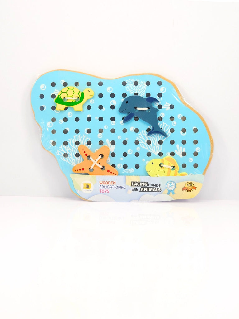 POND WITH ANIMALS LACING ACTIVITY -WOODEN TOYS- UATOYS